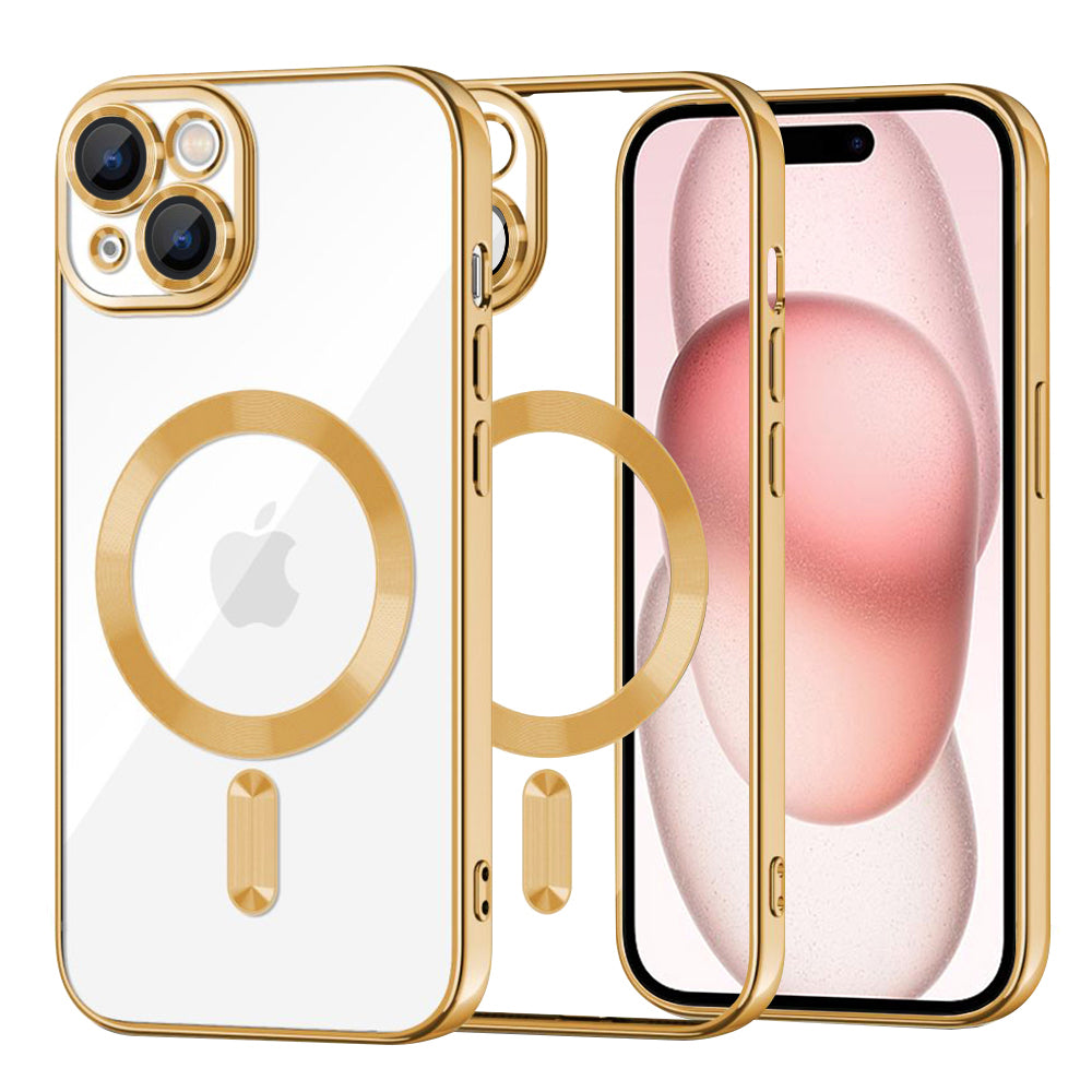 Θήκη MagSafe για Apple iPhone 15, Techsuit, Luxury Crystal, Χρυσή