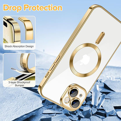 Θήκη MagSafe για Apple iPhone 15, Techsuit, Luxury Crystal, Χρυσή