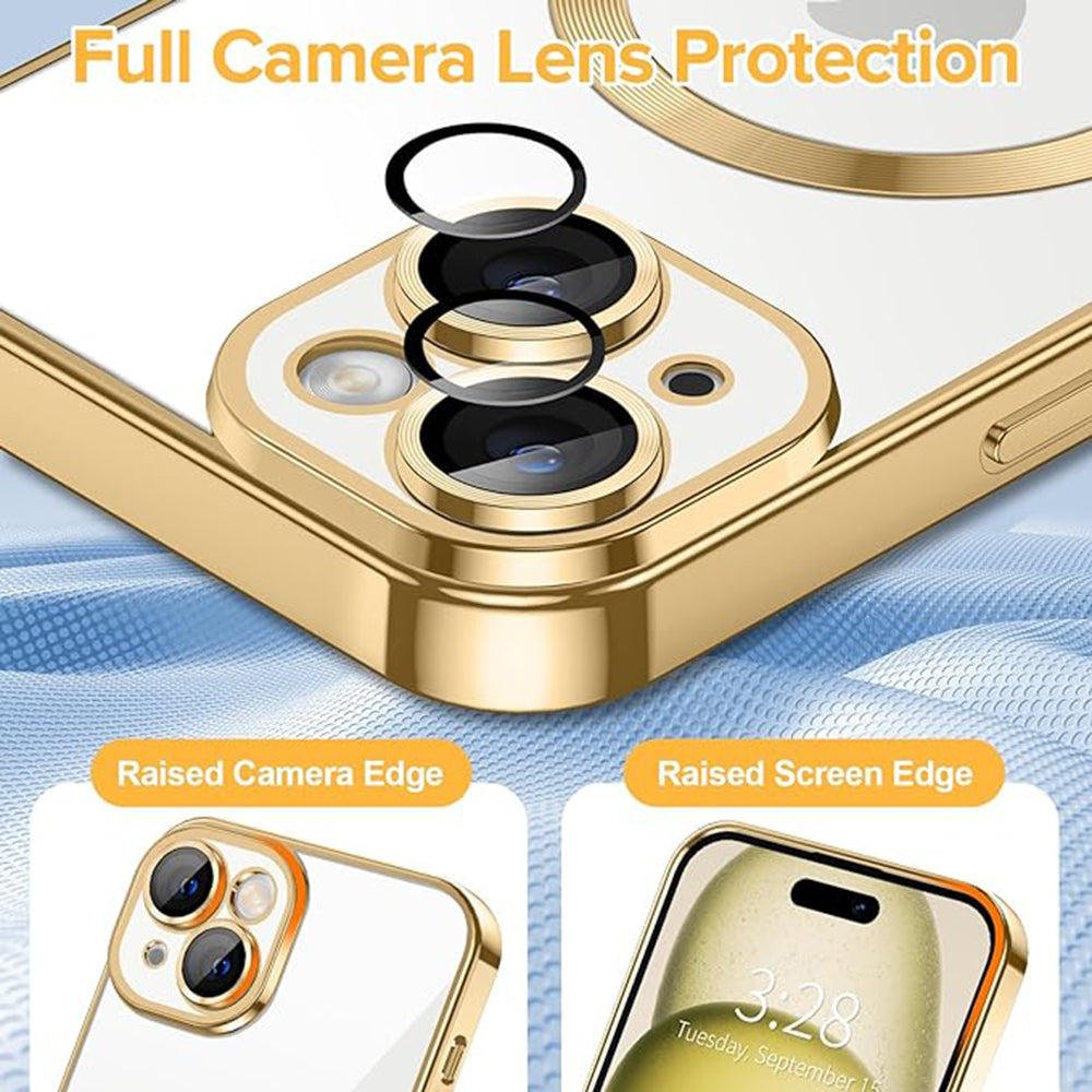 Θήκη MagSafe για Apple iPhone 15, Techsuit, Luxury Crystal, Χρυσή