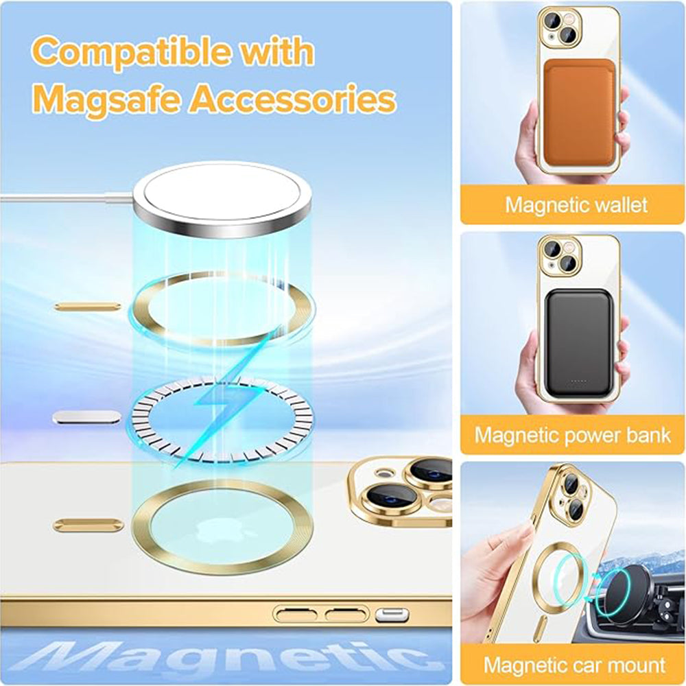 Θήκη MagSafe για Apple iPhone 15, Techsuit, Luxury Crystal, Χρυσή