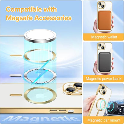 Θήκη MagSafe για Apple iPhone 15, Techsuit, Luxury Crystal, Χρυσή