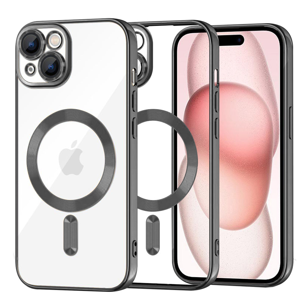 MagSafe Case for Apple iPhone 15, Techsuit, Luxury Crystal, Black