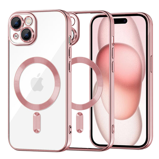 MagSafe Case for Apple iPhone 15, Techsuit, Luxury Crystal, Pink