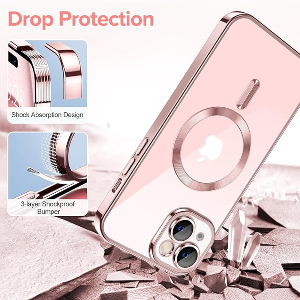 MagSafe Case for Apple iPhone 15, Techsuit, Luxury Crystal, Pink