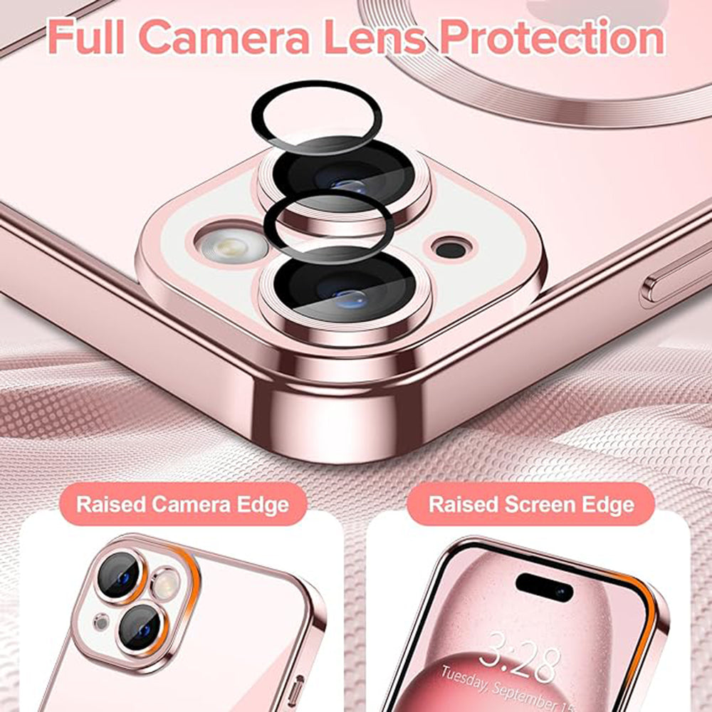 MagSafe Case for Apple iPhone 15, Techsuit, Luxury Crystal, Pink