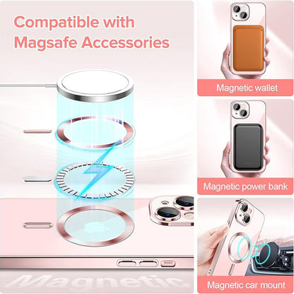 MagSafe Case for Apple iPhone 15, Techsuit, Luxury Crystal, Pink