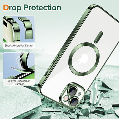 MagSafe Case for Apple iPhone 15, Techsuit, Luxury Crystal, Dark Green