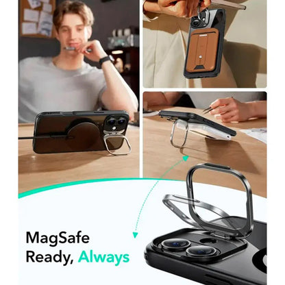 Θήκη MagSafe για Apple iPhone 16, ESR, Classic Hybrid Kickstand Slide, Διάφανη Μαύρη
