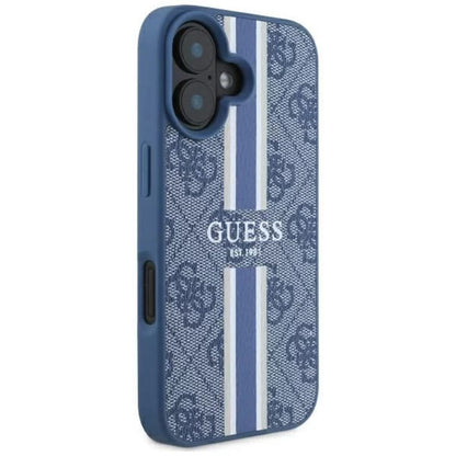 MagSafe Case for Apple iPhone 16, Guess, 4G Printed Stripes, Blue