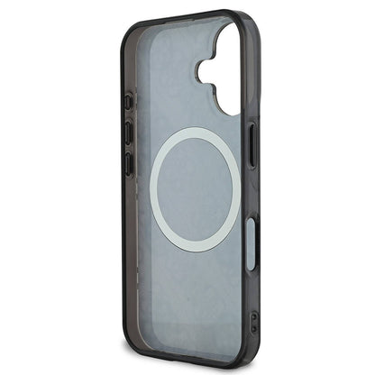 Θήκη MagSafe για Apple iPhone 16, Guess, IML 4G Peony, Μαύρη GUHMP16SH4PYEEK