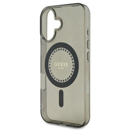 Θήκη MagSafe για Apple iPhone 16, Guess, IML Rhinestone, Μαύρη