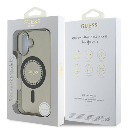 Θήκη MagSafe για Apple iPhone 16, Guess, IML Rhinestone, Μαύρη