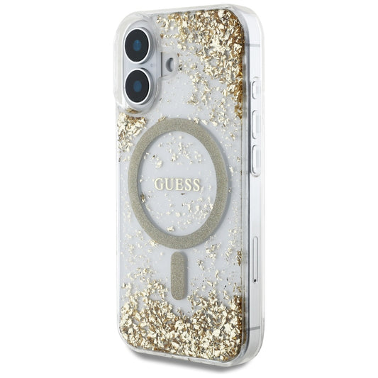 Θήκη MagSafe για Apple iPhone 16, Guess, Resin Bottom Glitter, Χρυσή