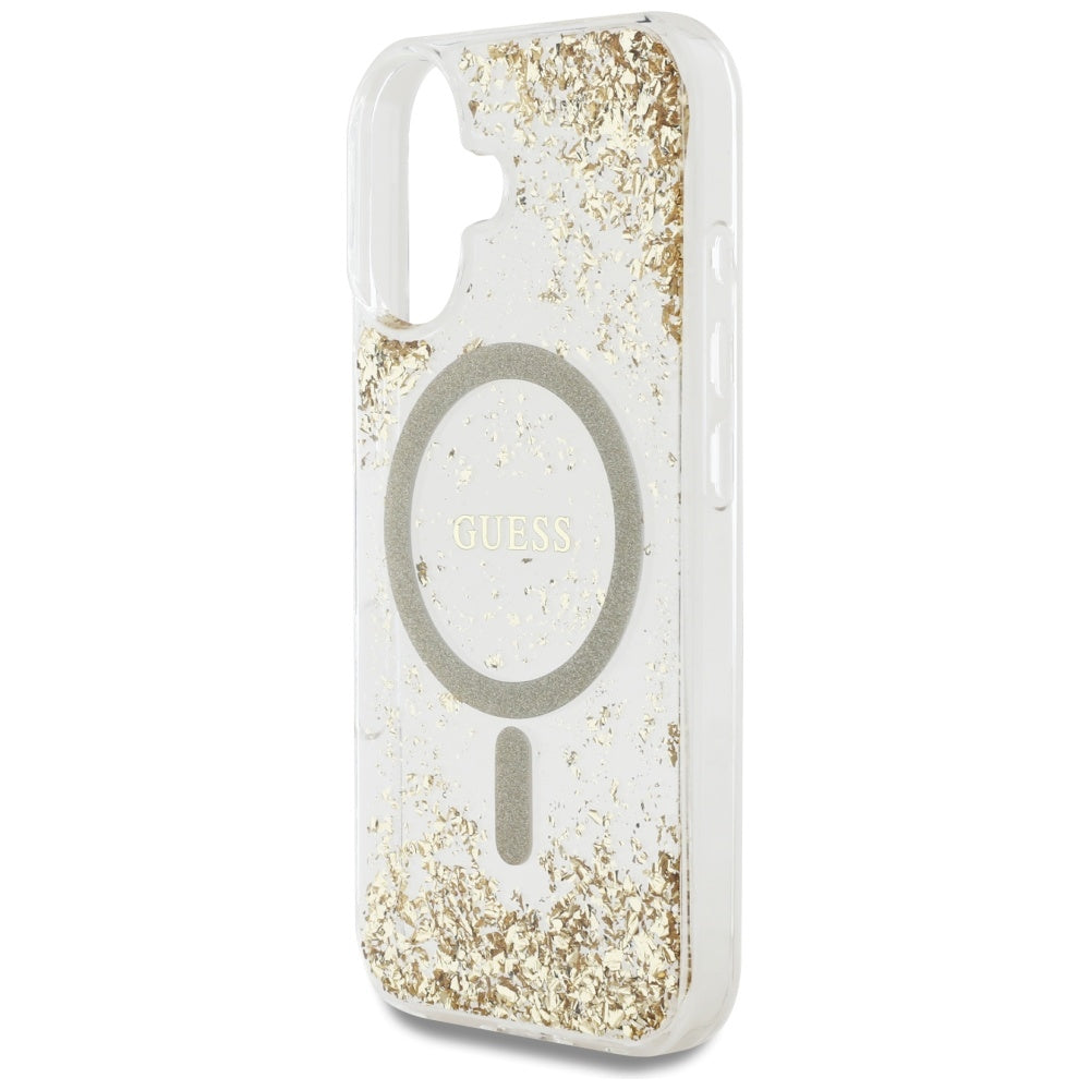 Θήκη MagSafe για Apple iPhone 16, Guess, Resin Bottom Glitter, Χρυσή