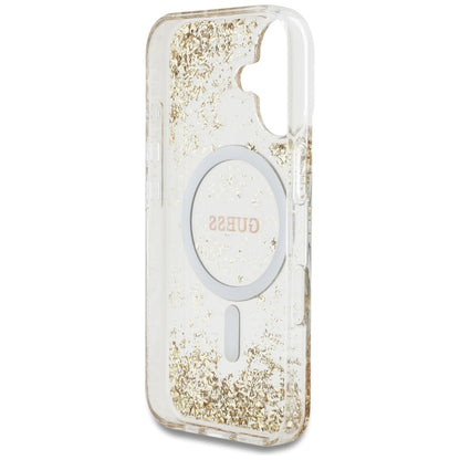 Θήκη MagSafe για Apple iPhone 16, Guess, Resin Bottom Glitter, Χρυσή