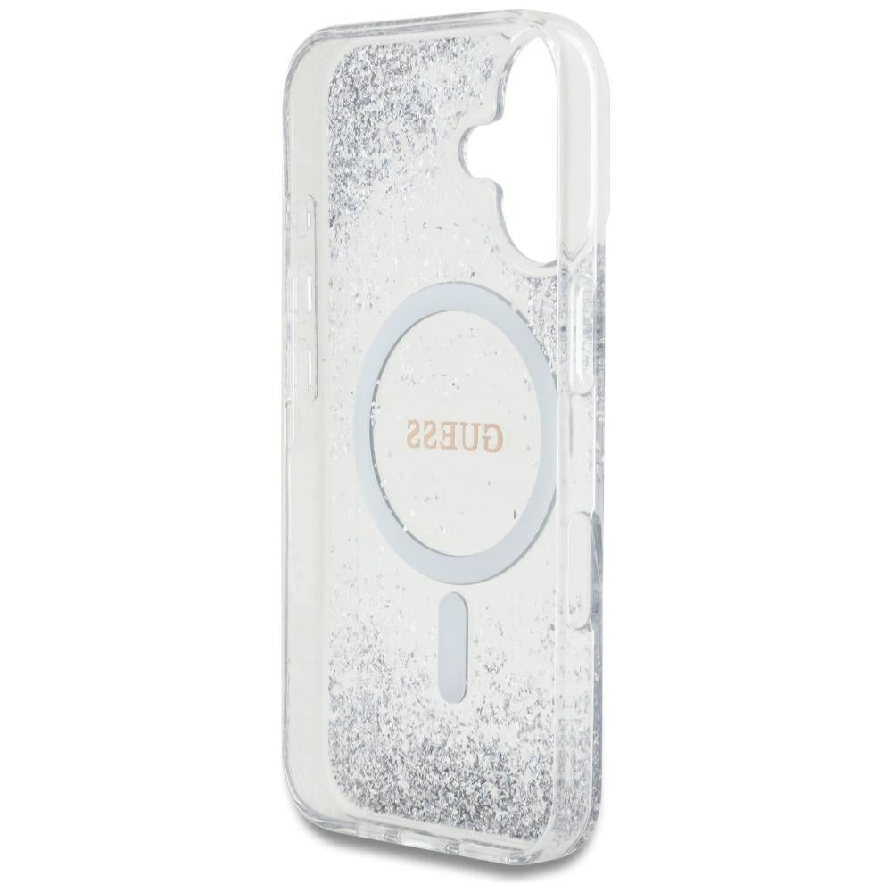 MagSafe Case for Apple iPhone 16, Guess, Resin Gradient Glitter, Silver