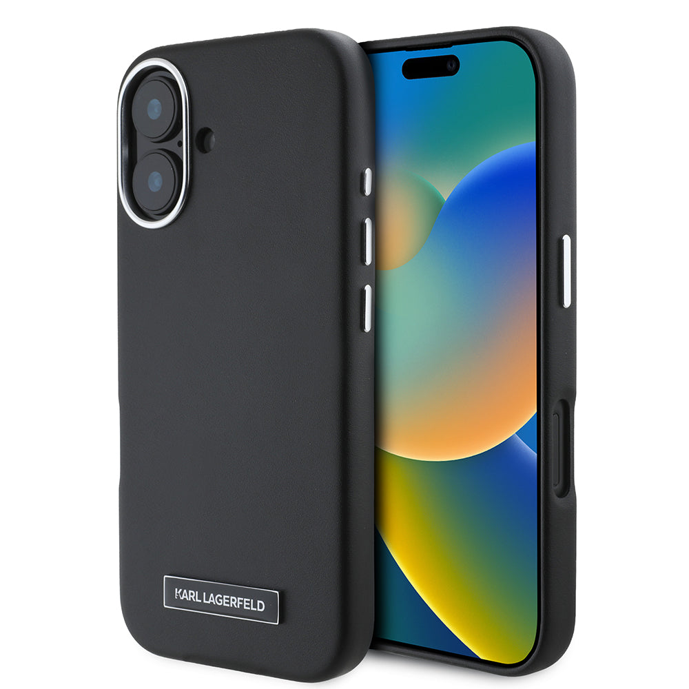Θήκη MagSafe για Apple iPhone 16, Karl Lagerfeld, FW Metal Plate, Μαύρη