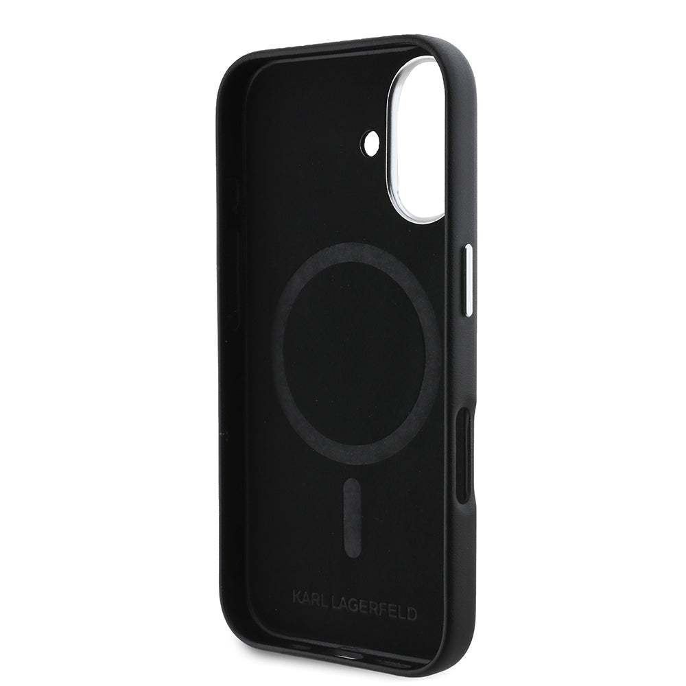 Θήκη MagSafe για Apple iPhone 16, Karl Lagerfeld, FW Metal Plate, Μαύρη