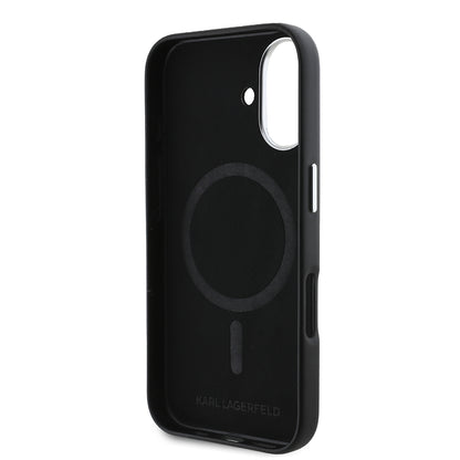 Θήκη MagSafe για Apple iPhone 16, Karl Lagerfeld, FW Metal Plate, Μαύρη