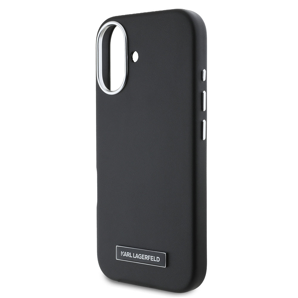 Θήκη MagSafe για Apple iPhone 16, Karl Lagerfeld, FW Metal Plate, Μαύρη