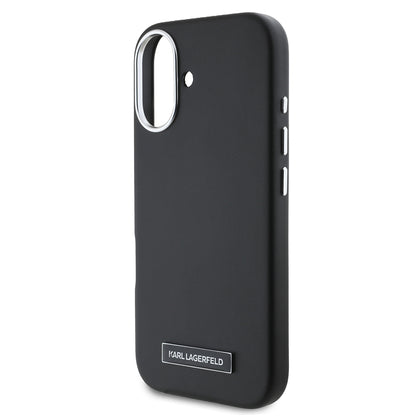 Θήκη MagSafe για Apple iPhone 16, Karl Lagerfeld, FW Metal Plate, Μαύρη