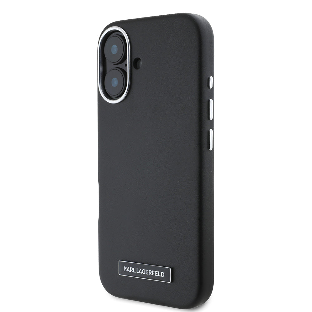 Θήκη MagSafe για Apple iPhone 16, Karl Lagerfeld, FW Metal Plate, Μαύρη