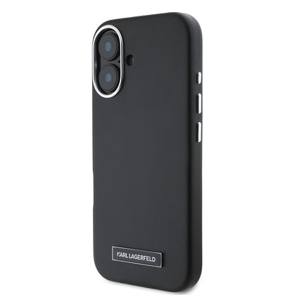 Θήκη MagSafe για Apple iPhone 16, Karl Lagerfeld, FW Metal Plate, Μαύρη