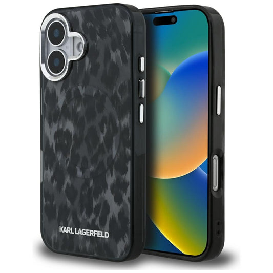 Θήκη MagSafe για Apple iPhone 16, Karl Lagerfeld, IML Leopard Pattern, Μαύρη