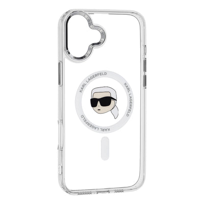 MagSafe Case for Apple iPhone 16, Karl Lagerfeld, IML Metal Karl's Head, White