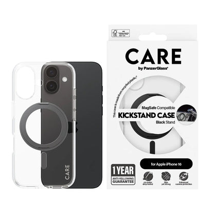 Θήκη MagSafe για Apple iPhone 16, PanzerGlass, Με Ενσωματωμένη Βάση, Διάφανη Μαύρη