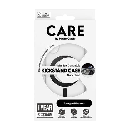 Θήκη MagSafe για Apple iPhone 16, PanzerGlass, Με Ενσωματωμένη Βάση, Διάφανη Μαύρη