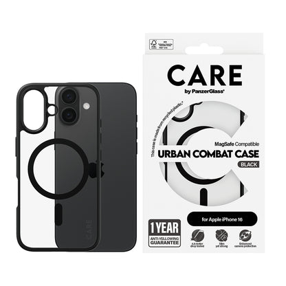 Θήκη MagSafe για Apple iPhone 16, PanzerGlass, Care Urban Combat, Διάφανη Μαύρη