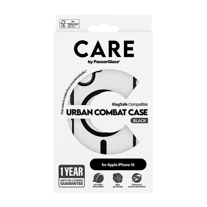 Θήκη MagSafe για Apple iPhone 16, PanzerGlass, Care Urban Combat, Διάφανη Μαύρη