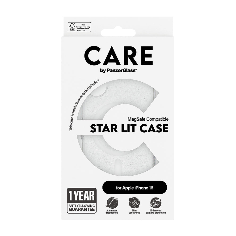 Θήκη MagSafe για Apple iPhone 16, PanzerGlass, Care Urban Combat Star Lit, Διαφανής Λευκή