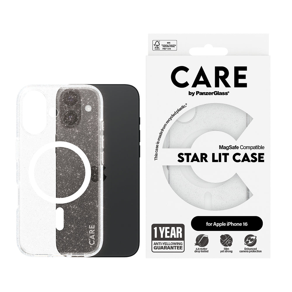 Θήκη MagSafe για Apple iPhone 16, PanzerGlass, Care Urban Combat Star Lit, Διαφανής Λευκή