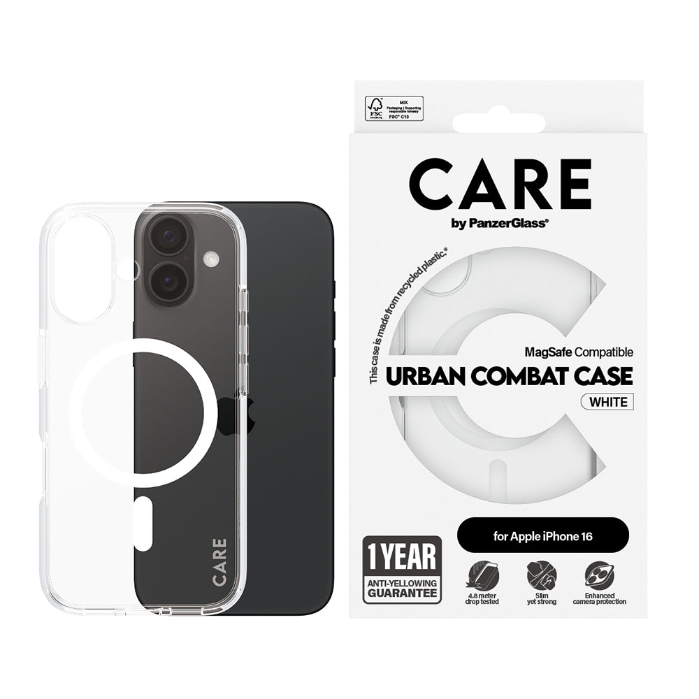 Θήκη MagSafe για Apple iPhone 16, PanzerGlass, Care Urban Combat, Διαφανής Λευκή
