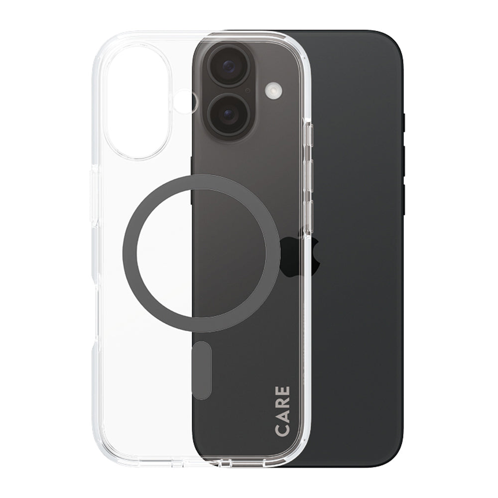 MagSafe Case for Apple iPhone 16, PanzerGlass, Urban Combat Care, Black Transparent