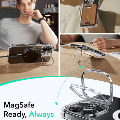 Θήκη MagSafe για Apple iPhone 16 Plus, ESR, Classic Hybrid Kickstand, Διάφανη Μαύρη