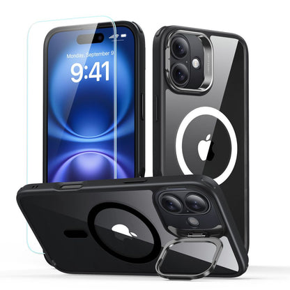 Θήκη MagSafe για Apple iPhone 16 Plus, ESR, Classic Hybrid Kickstand με Προστατευτικό Οθόνης, Διάφανη Μαύρη