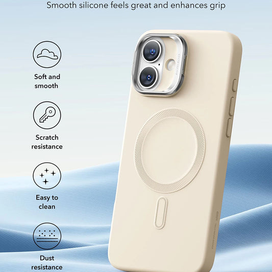 MagSafe Case for Apple iPhone 16 Plus, ESR, Cloud Soft Kickstand, Cream