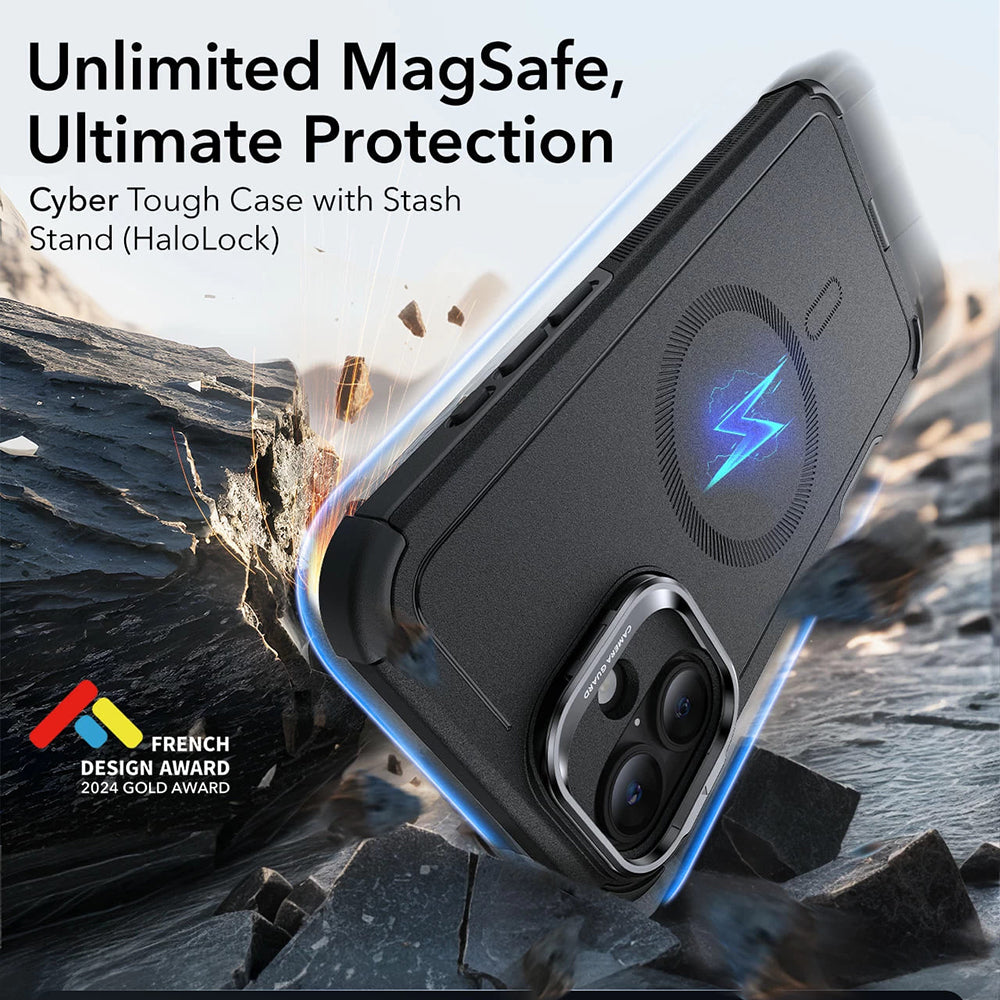 Θήκη MagSafe για Apple iPhone 16 Plus, ESR, Cyber Armor Kickstand, Μαύρη