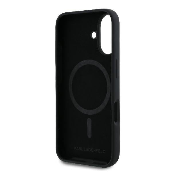 Θήκη MagSafe για Apple iPhone 16 Plus, Karl Lagerfeld, Silicone Ring Karl & Choupette, Μαύρη