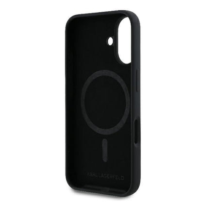 Θήκη MagSafe για Apple iPhone 16 Plus, Karl Lagerfeld, Silicone Ring Karl & Choupette, Μαύρη