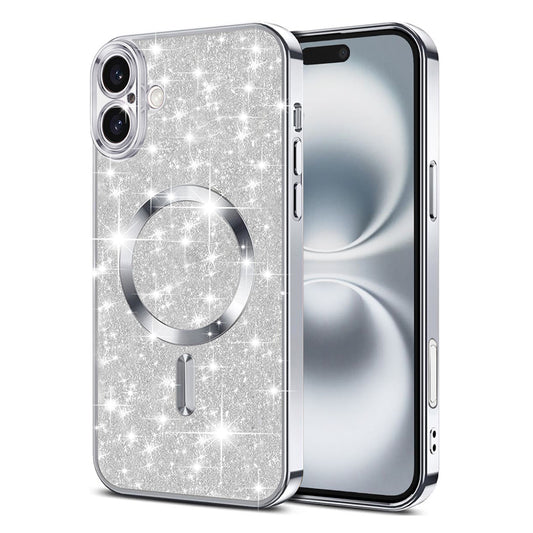 Θήκη MagSafe για Apple iPhone 16 Plus, Techsuit, Luxury Glitter, Ασημί