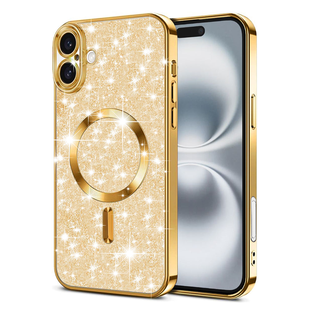 Θήκη MagSafe για Apple iPhone 16 Plus, Techsuit, Luxury Glitter, Χρυσή