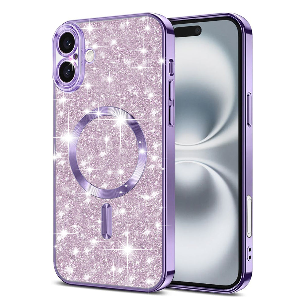 Θήκη MagSafe για Apple iPhone 16 Plus, Techsuit, Luxury Glitter, Ανοιχτό Μωβ
