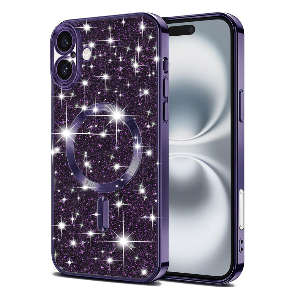 Θήκη MagSafe για Apple iPhone 16 Plus, Techsuit, Luxury Glitter, Σκούρο Μωβ
