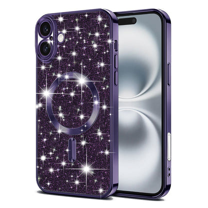 Θήκη MagSafe για Apple iPhone 16 Plus, Techsuit, Luxury Glitter, Σκούρο Μωβ