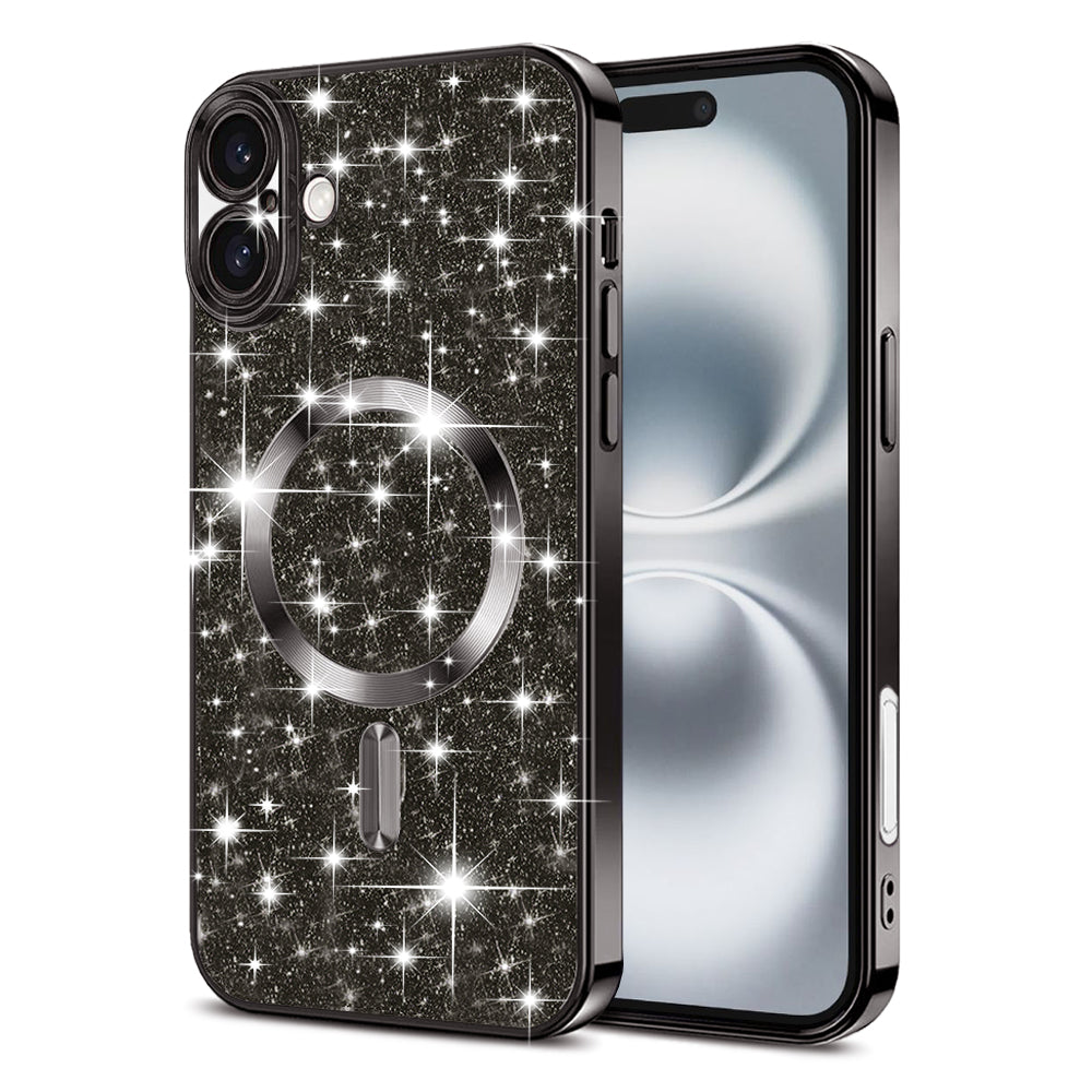 MagSafe Case for Apple iPhone 16 Plus, Techsuit, Luxury Glitter, Black