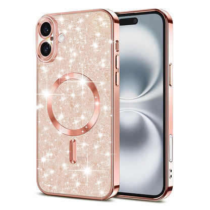 Θήκη MagSafe για Apple iPhone 16 Plus, Techsuit, Luxury Glitter, Ροζ Χρυσό
